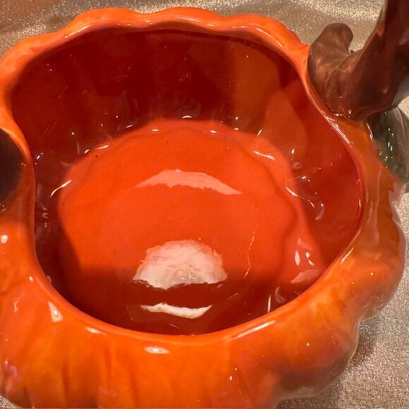 Vintage Harvest Ceramic Pumpkin Basket - New - Picture 4 of 6